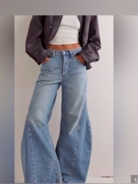 We The Free Light Blue Wide Leg Flare Jeans